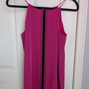 Tristan Fuchsia Sleeveless Dress with Black Trim